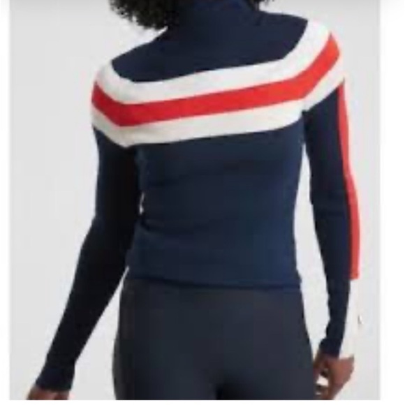 Athleta Brookshire Color block turtleneck,Merino Wool,navy, red, nude, Size XXS - Picture 1 of 10